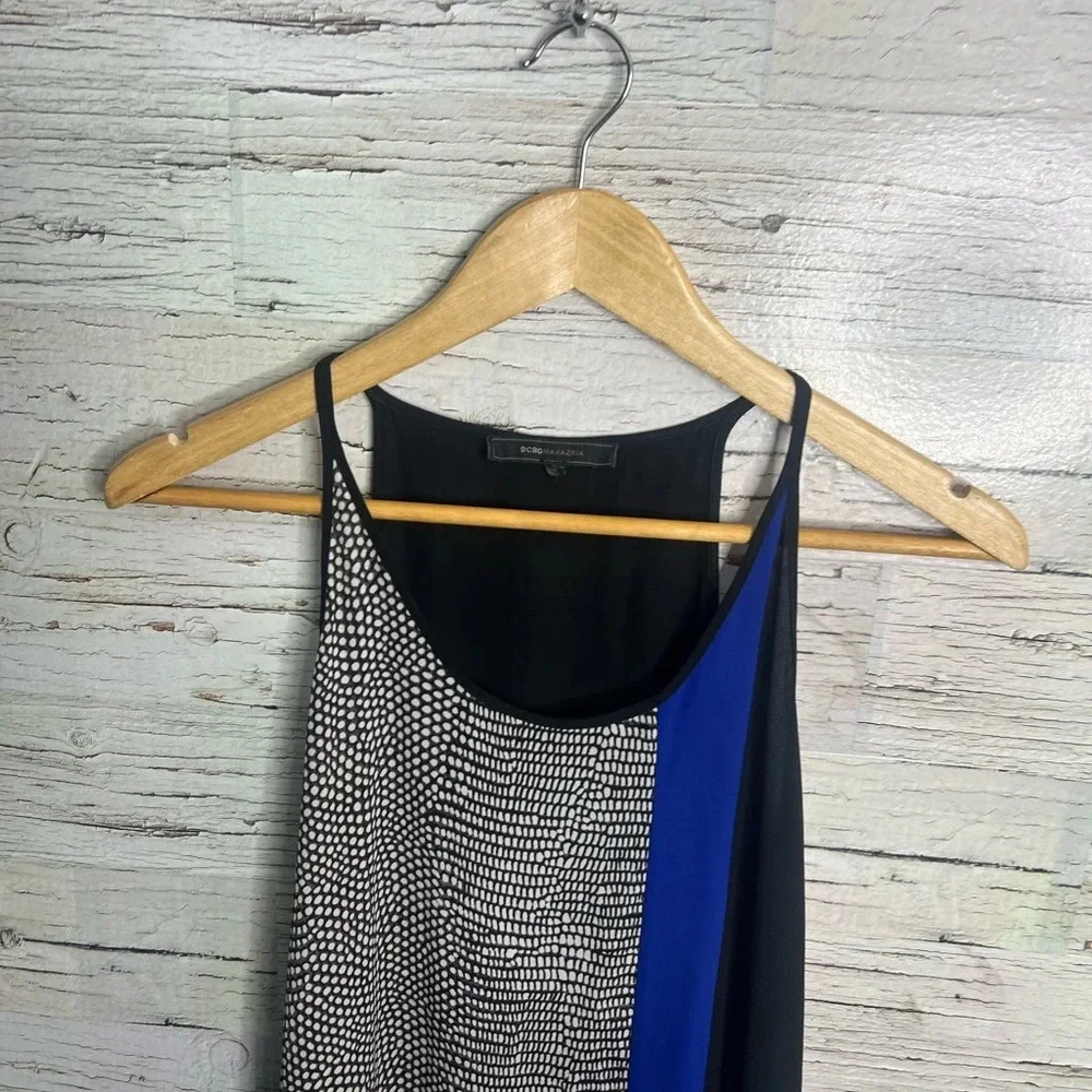 BCBGMAXAZRIA Cici Asymmetrical Colorblock Slip Midi Dress | small - Picture 3 of 8